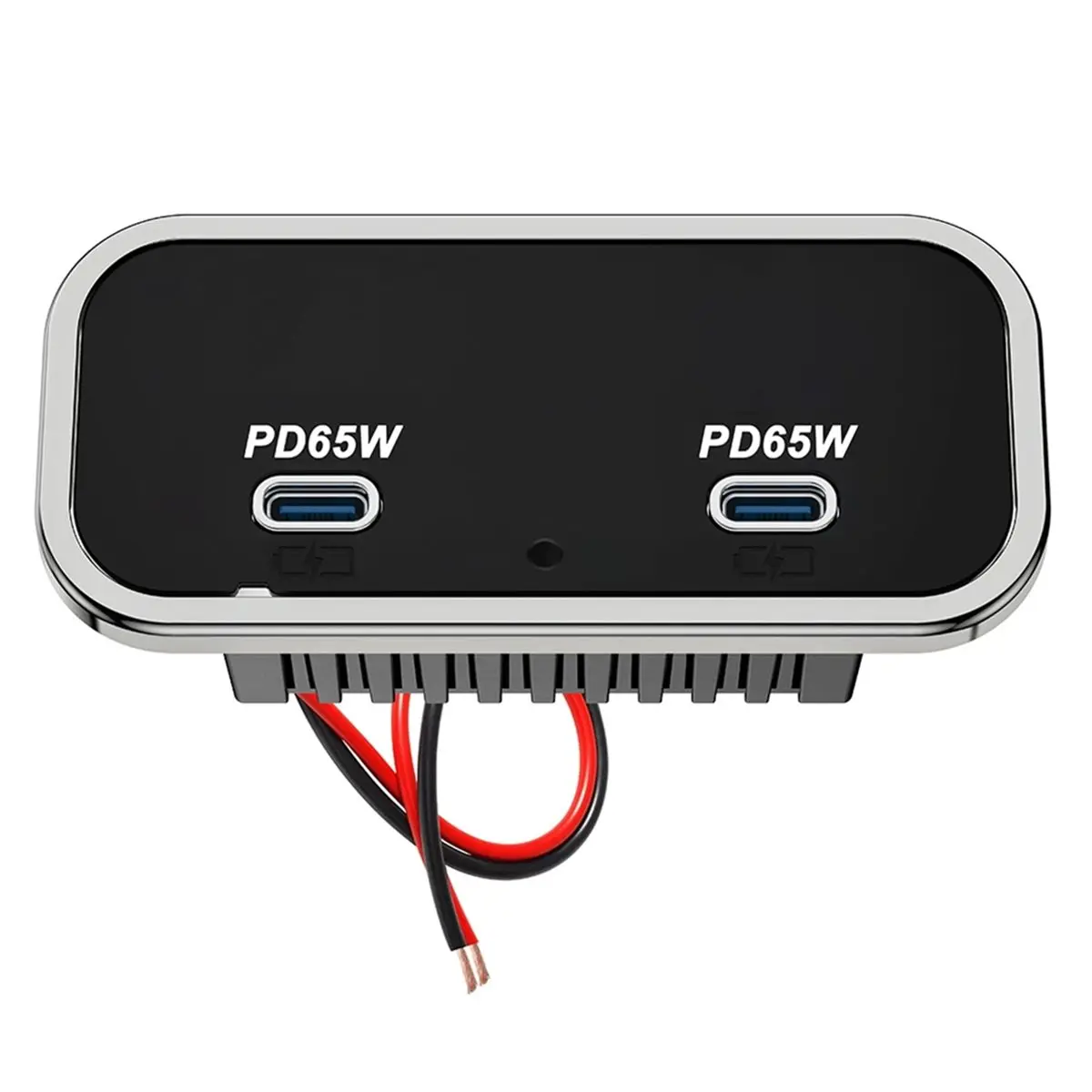 A14M 130W Car Charger Panel Dual 65W PD3.0 USB C Ports Fast Charging Power Outlet Socket for 12V/24V RV Boat Truck Bus