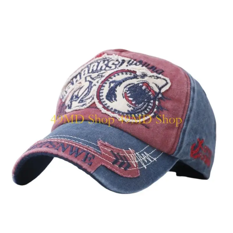 49MD Casual Water Scrubbing Baseball Cap Feature Shark Design Duck Tongue Cap Streetwear Sunhat For Daily Biking
