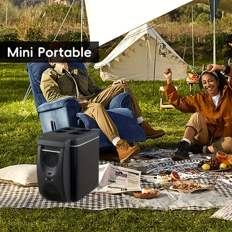 Mini Freezer, 1.59gal Portable 12V Camping Electric Ice Box, Suitable For Fruits, Beverages, Food, Skin Care Products, Home, Car