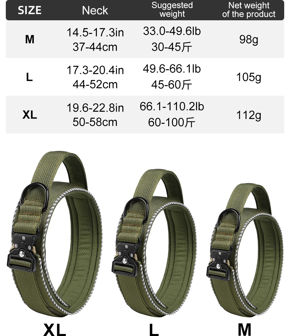 Taktisches Hundehalsband, verstellbares Hundehalsband für mittelgroße und große Hunde, Golden Retriever-Halsband mit Kontrollgriff, hochwertige Schnalle. – Detail 4