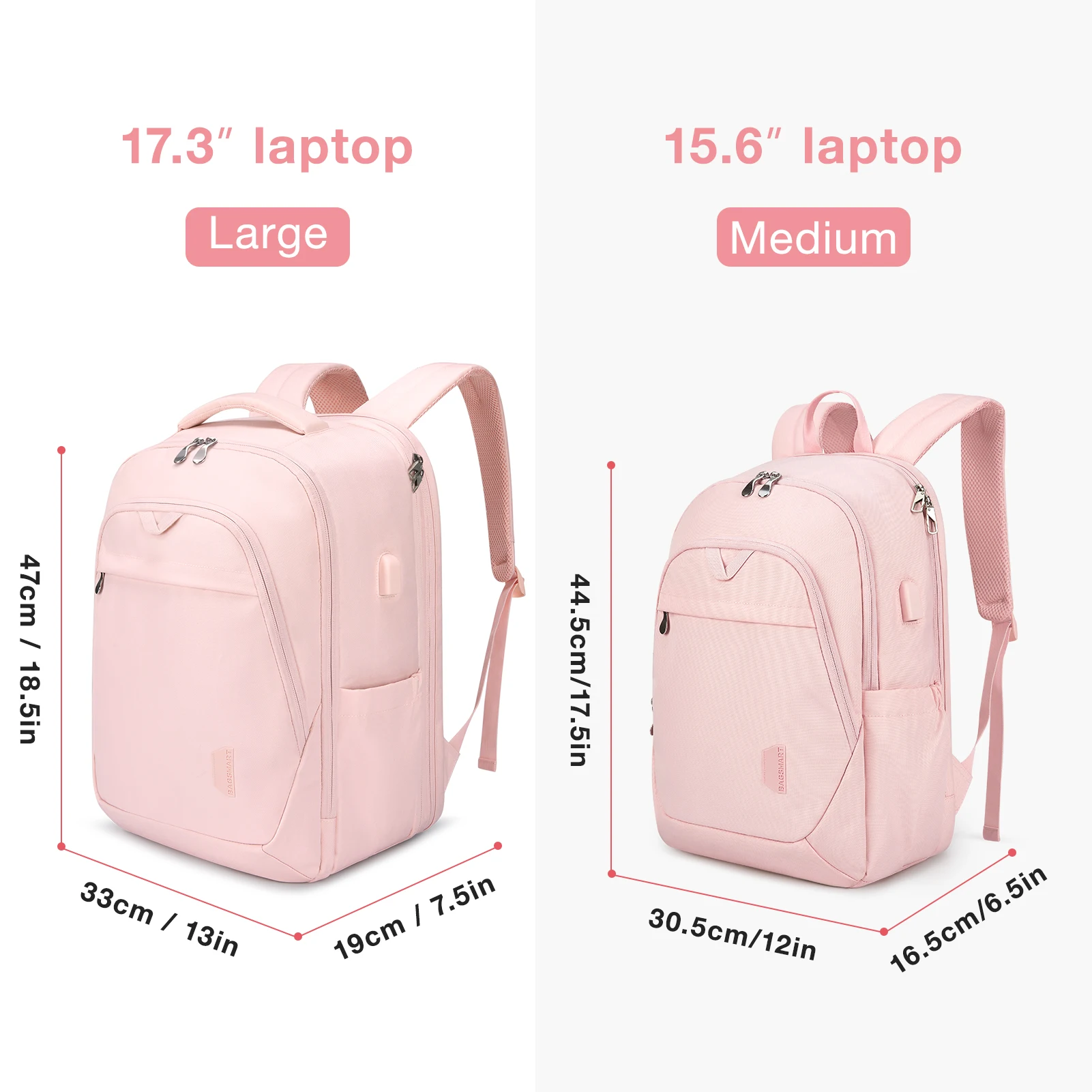 18.5’’ Large Backpacks for Women College Shool bag BAGSMART Notebook Travel Laptop Backpack with USB Charging Port Computer Bag