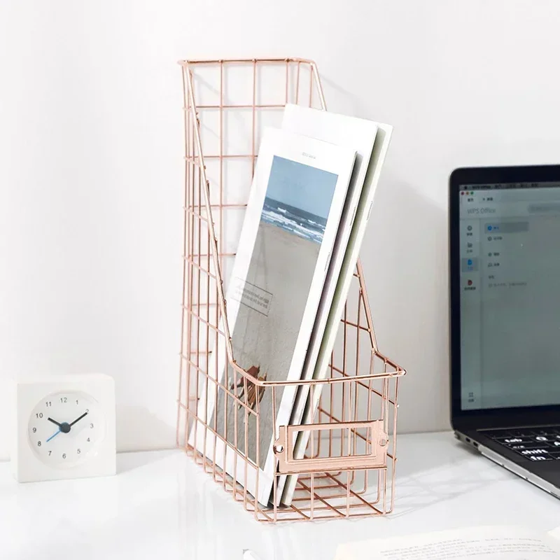 Desk Organizer Bedroom Wrought Iron Stationery Nordic Style Home Office Mesh Book Shelf File Holder Magazine Rack Management