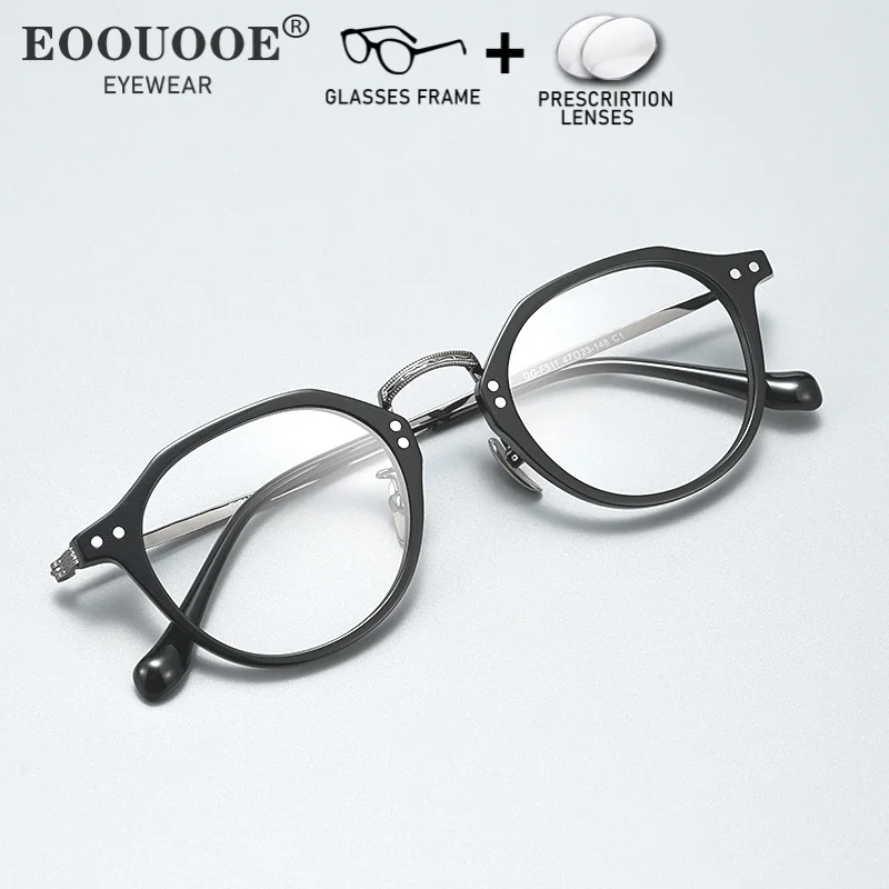 

Titaniun With Acetate Optical Glasses Prescription Recipe Lenses Progressive Myopia Reading Eyeglasses For Men Women