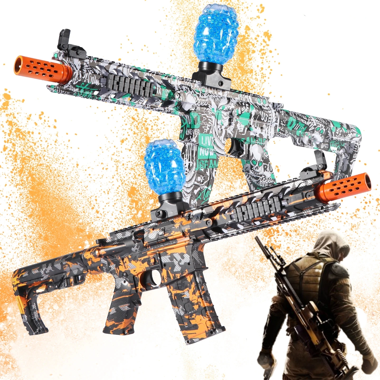 Arma de Blaster elétrica recarregável Brinquedos, Brinquedos ao ar livre automáticos para equipe Role Game, Halloween e presente de aniversário, Balas excluídas, M416