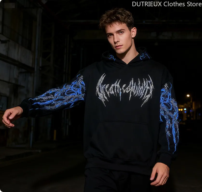 المتضخم فضفاض مريح البلوز قميص الشتاء الخريف معزول الرجال هوديي أنيق عصري الشارع كيب قميص رياضي #3