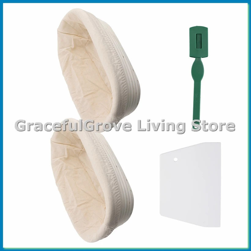 Banneton Proofing Basket Set - Artisan Sourdough Bread Bakery Basket,Dough /Cutter & Brotform Cloth Liner-A55K