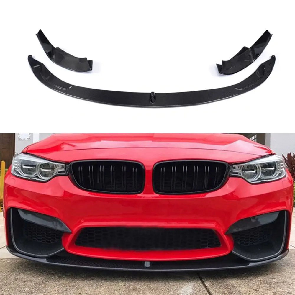 

For M3 M4 Carbon Fiber Front Bumper Lip for BMW 3 4 Series F80 F82 F83 2014-2017 FRP Black