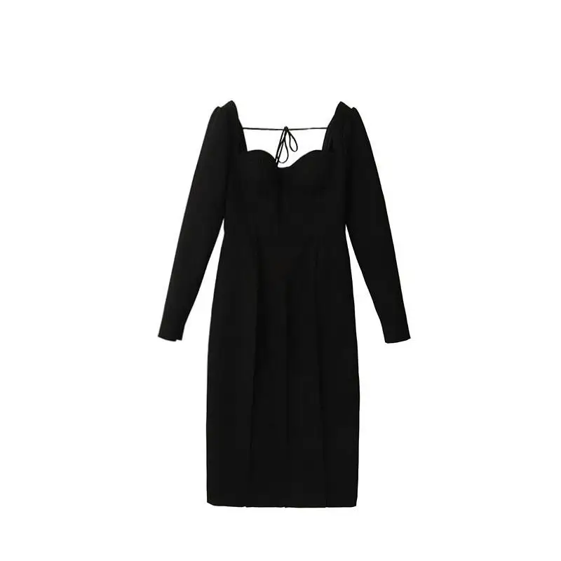 Luxury Long Sleeve Vintage Embroidery Party High Waist Elegant Boho Fall Spring Runway Dress Dresses Women 2023 Lace Solid Black