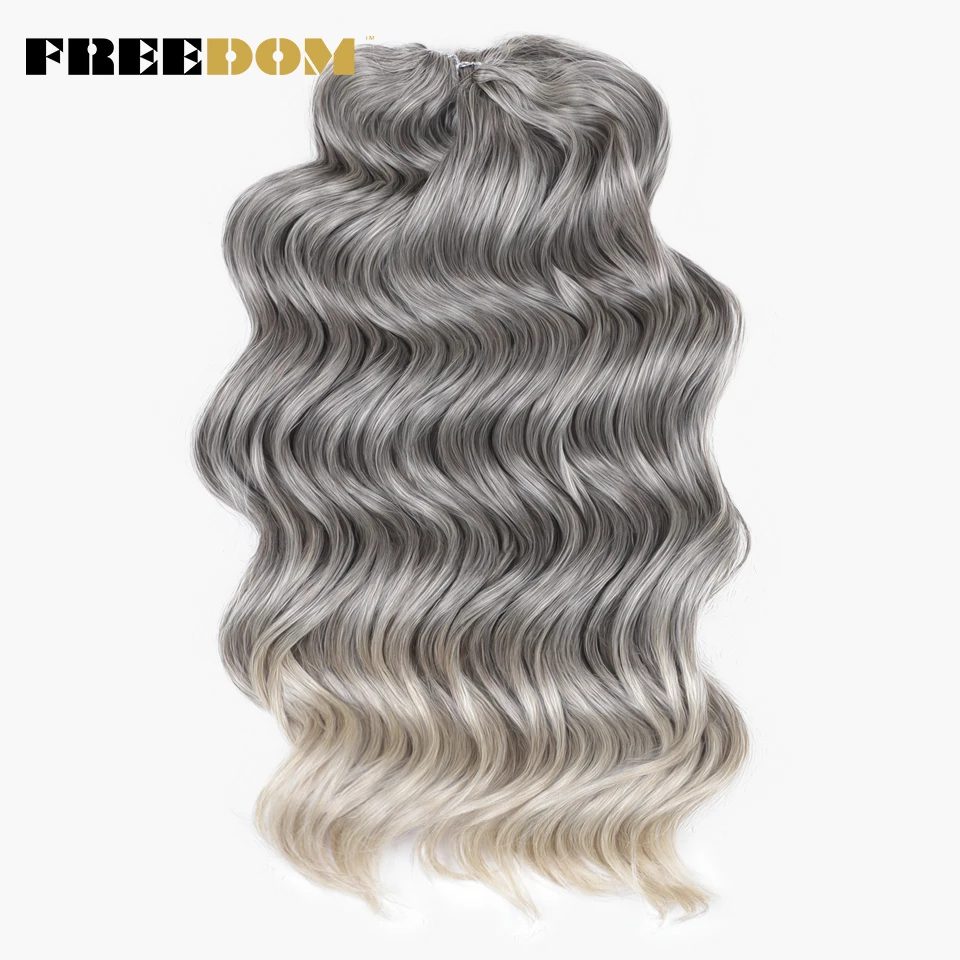 FREEDOM Synthetisches Twist-Häkelhaar, 16 Zoll, tiefe Wellen, Ombré-Blond-Braun, Wasserwellen-Flechthaarverlängerungen – Detail 5