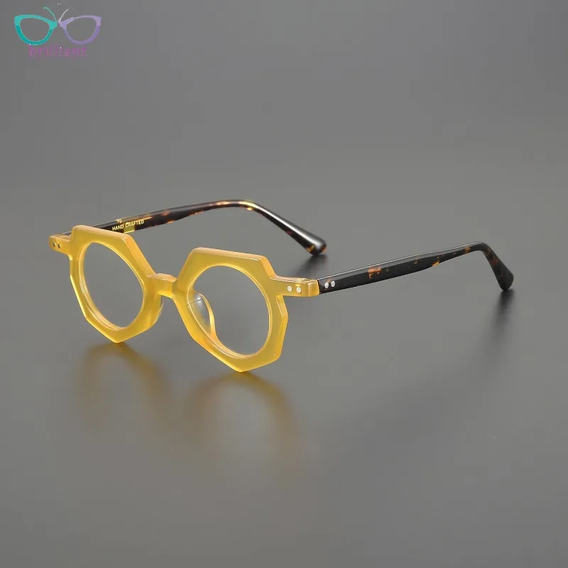 

New Original Design Polygonal High-end Acetate Glasses Frame Men Women Fashion Retro Optical Support Myopia Prescription Lenses