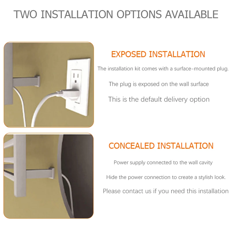 Toallero eléctrico OXG con temporizador y control WiFi, gancho de rama de toallero montado en la pared estilo europeo