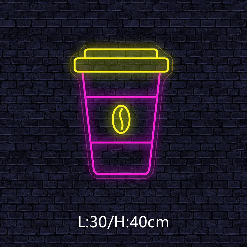 Custom Neon Light Sign LED Lamp Coffee Shop Cafe Sign Bar Store Cup Logo Handmade Indoor Business Advertisement Night Lamp