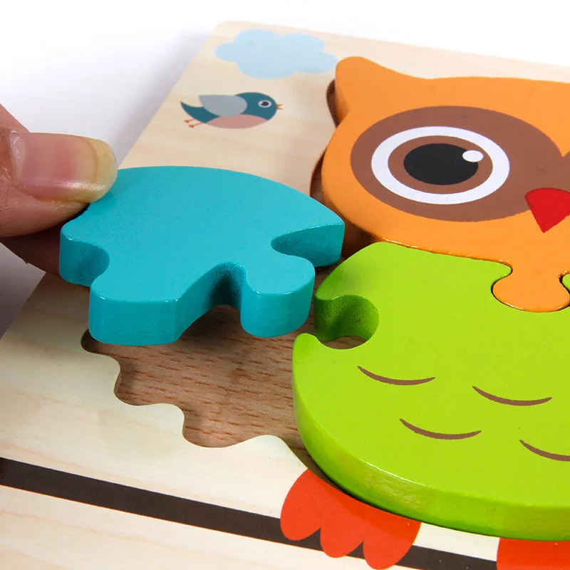 Wooden 3d Buckle Puzzle Kindergarten Children's Early Education Animal Shape Matching Puzzle Wooden Montessori Toys
