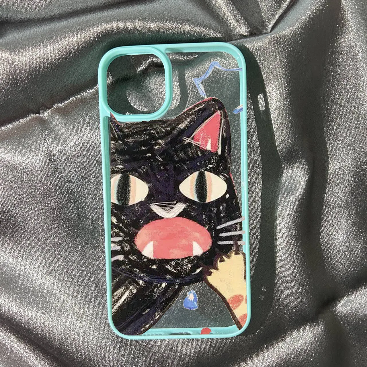 Fashion Doodle Angry Cat Phone Case For iPhone 16 15 14 Pro MAX 13 11 12Mini XS SE20 XR 7 8Plus Cute Candy Clear Hard Cover Capa