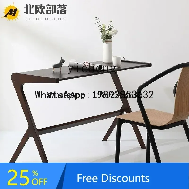 AB BB Desk Solid Wood Frame Simple Office Home Study and Bedroom Space Saving Practical Study Table