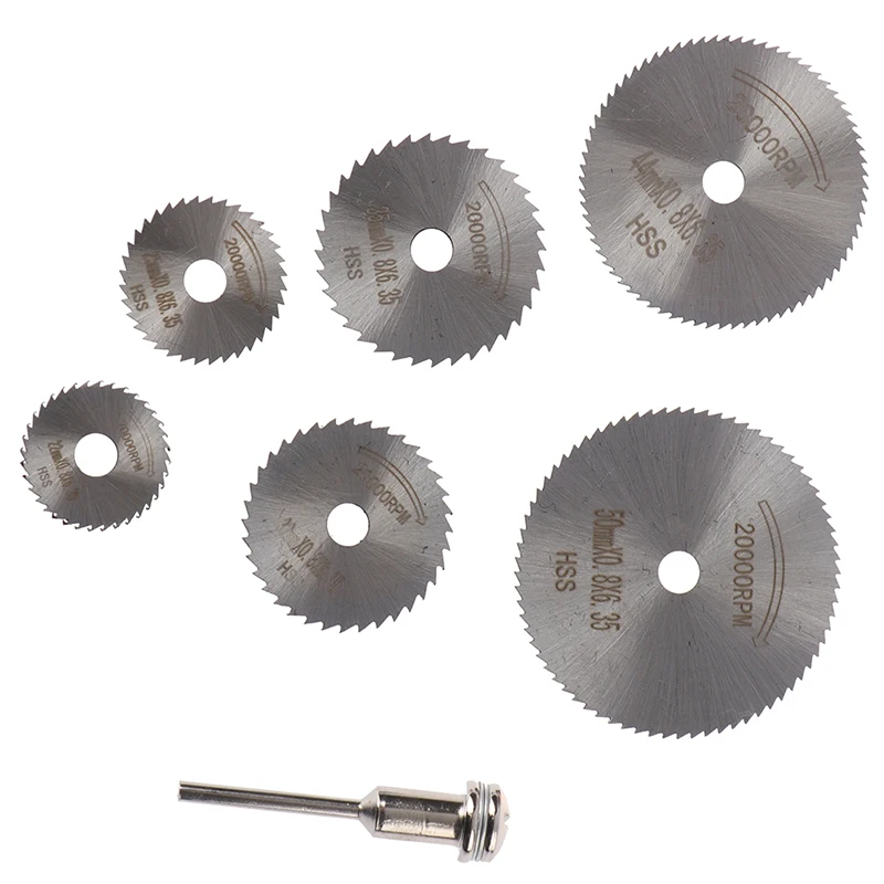 

7Pcs Cutting Discs Mandrel HSS Rotary Circular Saw Blades Tool Cutoff Set