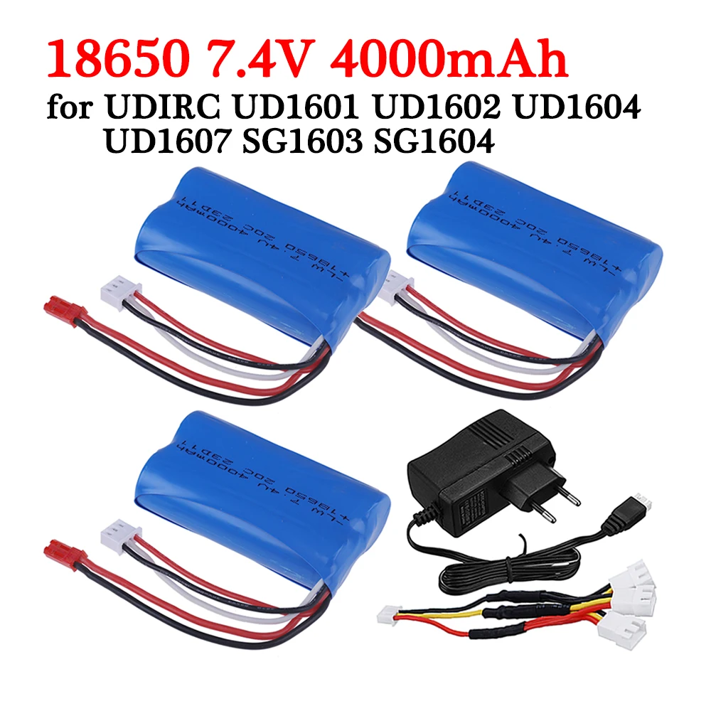 18650 2S 7.4V 4000mAh Li-ion Battery With JST Plug for UDIRC UD1601 UD1602 UD1604 UD1607 SG1603 SG1604 RC Flat Sports Car Toys​