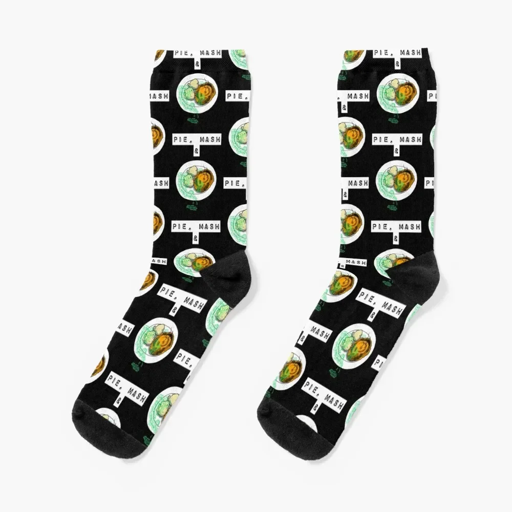 

Pie Mash and Liquor London Cockney Food Socks Stockings compression Stockings Children's Women's Socks Men's