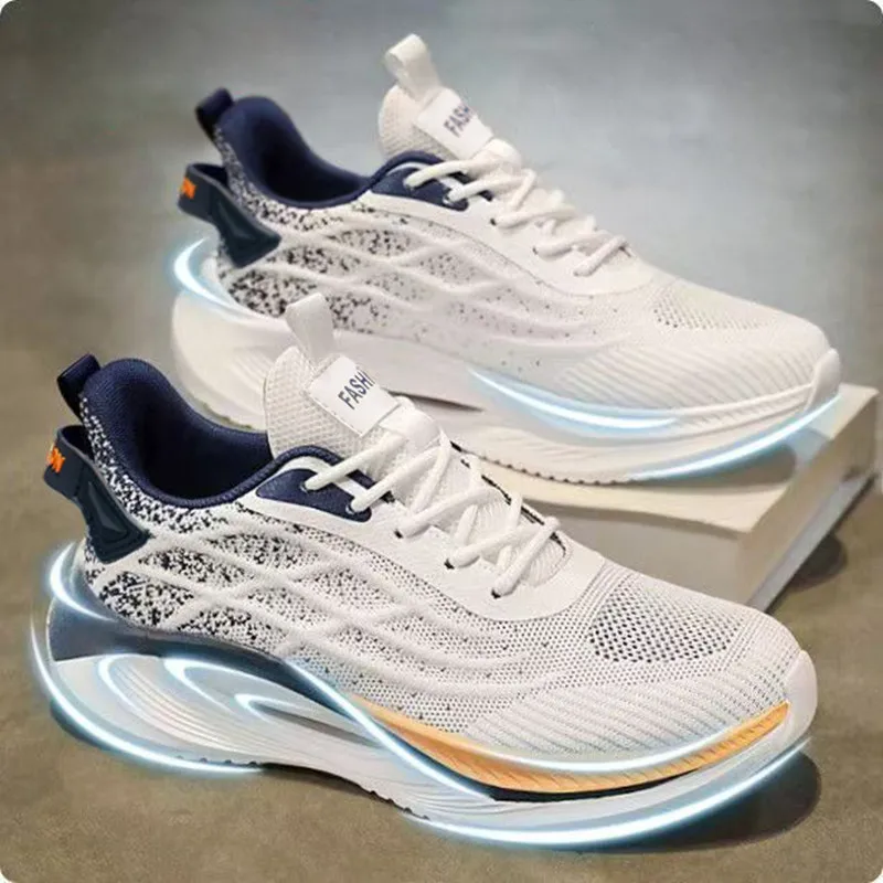 New breathable mesh men's sports shoes lightweight oft soled anti slip student running shoes