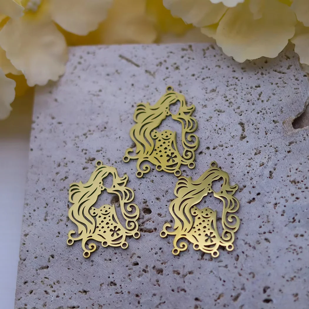 3pcs Hollow Leaves Animal Charms Pendant Stainless Steel Rabbit Tree Leaf Pendants For DIY Jewelry Making Necklace Earrings