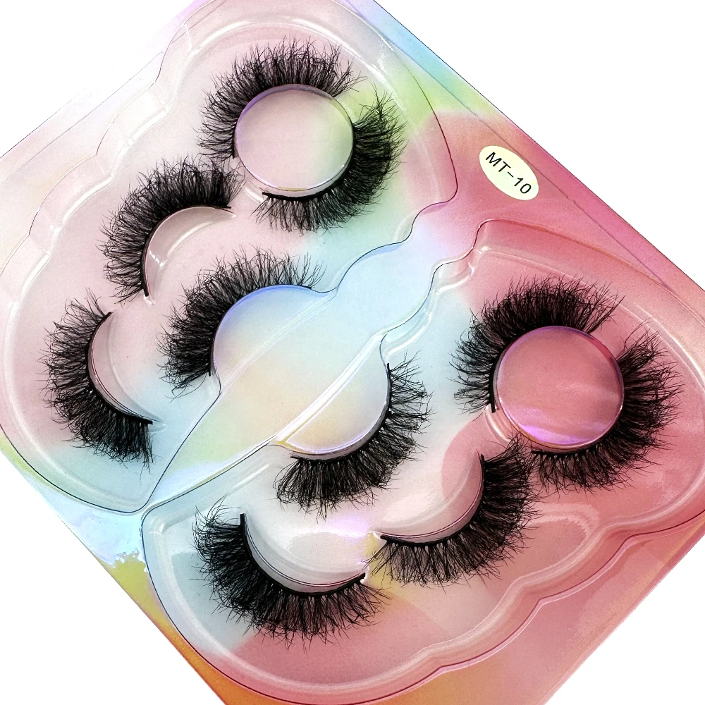 New 5Pairs Mink Lashes 3D Mink Thick Eyelashes Natural Messy Black Mink False Eyelash Full Strip cilios Reusable Makeup Eye Lash