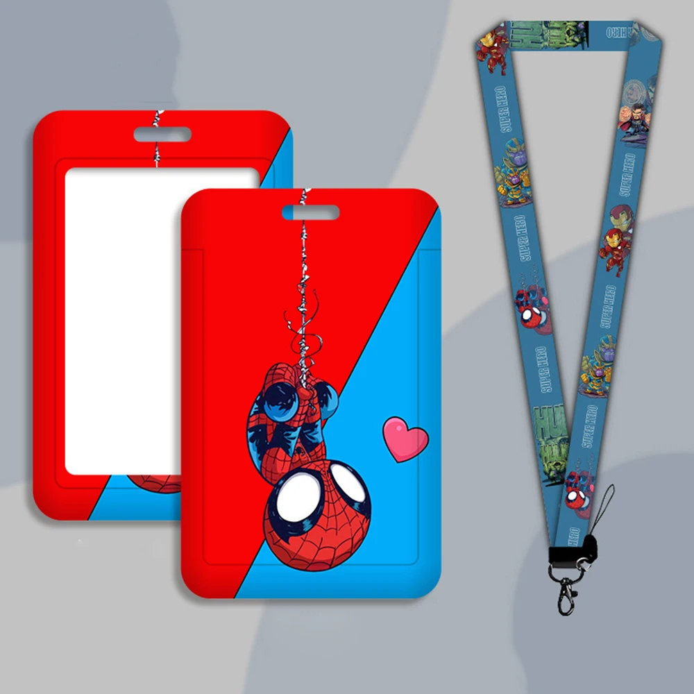 Marvel Card Sleeve Lanyard Iron Man Thor Spider-man Badge Card Sleeve Anime Card Sleeve Protective Sleeve