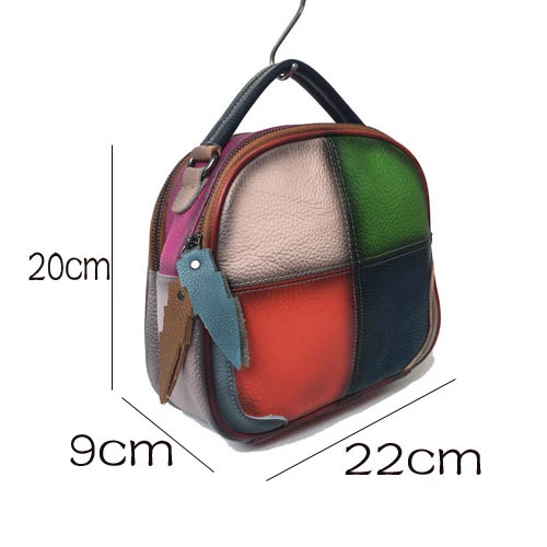 Women Vintage Brushed Genuine Leather Patchwork Phone Small Mini Side Sling Pouch Bag 80s Fashion Stylish Short Handle Handbag