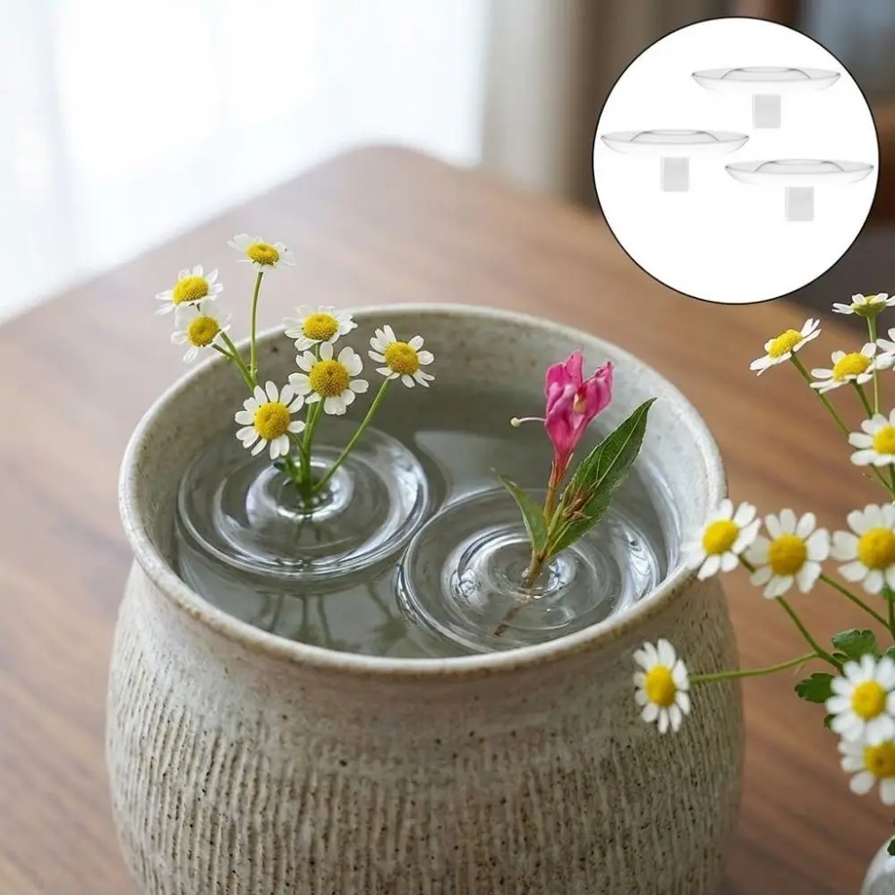 10Pcs Round Clear Floating Flower Vase Artistic Keeps Flowers Fresh Water Floating Flower Arranger Transparent Plastic Plant Pot
