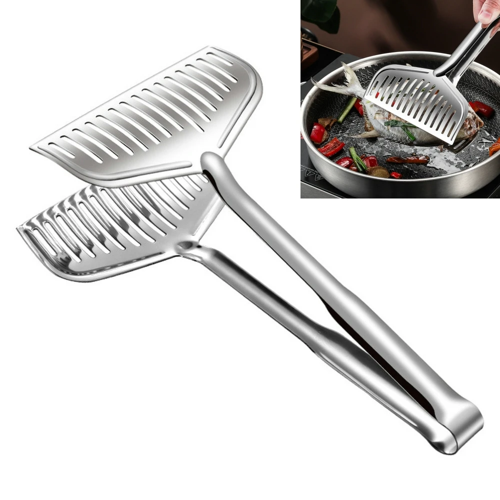 

Stainless Steel Household Barbecue Tongs Food Tongs Fried Fish Grilled Fish Tongs Steak Frying Tongs Kitchen Tools