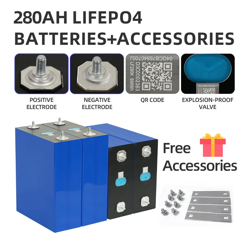 SOEC 3.2V 280Ah 280k Lifepo4 Battery Cells Prismatic Grade A 6000 Life Cycles Lithium Ion Batteries for Solar Storage System