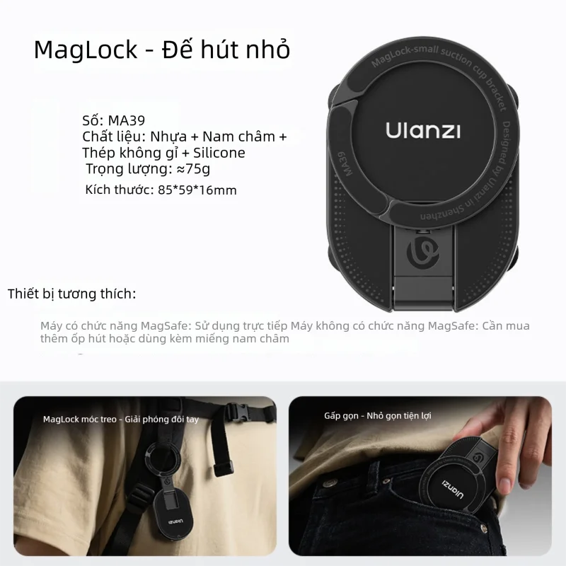 Ulanzi | Giá Đỡ Điện Thoại Từ Tính Mini Di Động Để Bàn Treo Tường