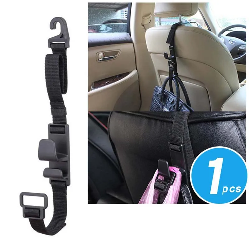 Car Seat Back Hook Length Adjustable Headrest Hook Bag Hook Clothes Hanger Garbage Bag Hook Car Interior Supplies