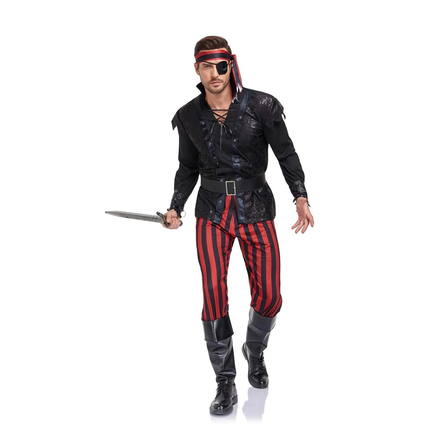 Caribische Piraat Ja Sparrow Cosplay Hoofddoek eup halloween Herenkostuum Stage Performance Kleding Traditioneel Chinees...