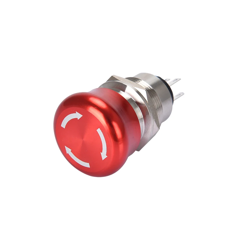 Metal Emergency Stop Button Switch 16/19/22mm mushroom head emergency STOP knob self-locking switch 1NO 1NC/2NO 2NC close button