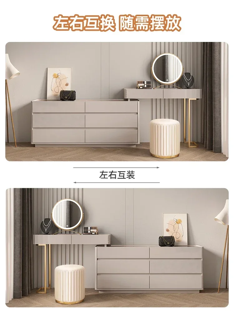 Luxury Cream Makeup Table Integrated Small Bedroom Apartment Light Dresser Chest Ultra Thin Wind