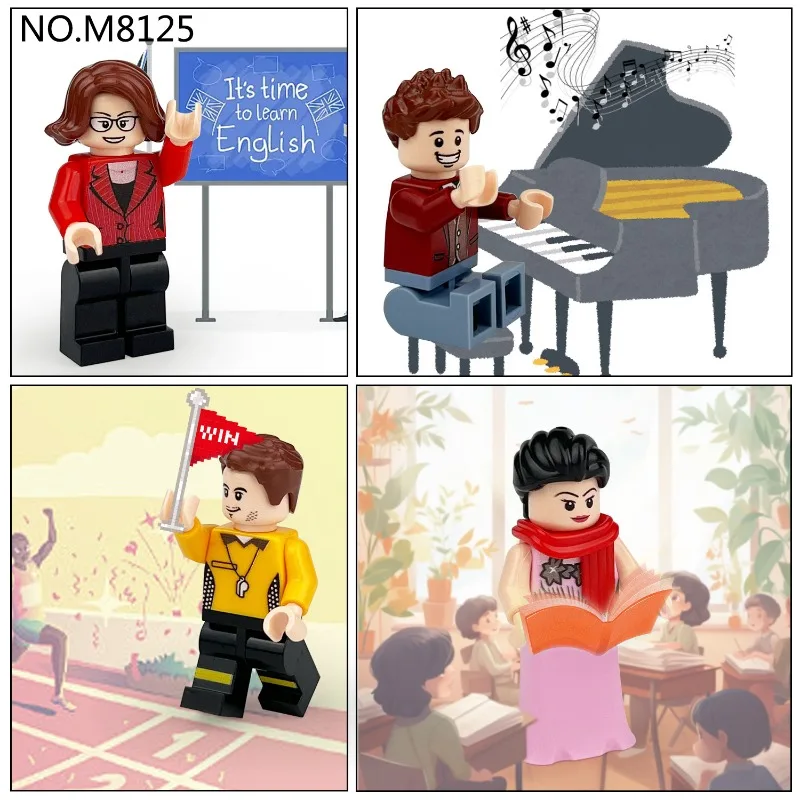 M8125 キャンパスフィギュア 物理教師 学生 メイガオ 子供向け 組み立て式 小粒子ブロック おもちゃ 跨境