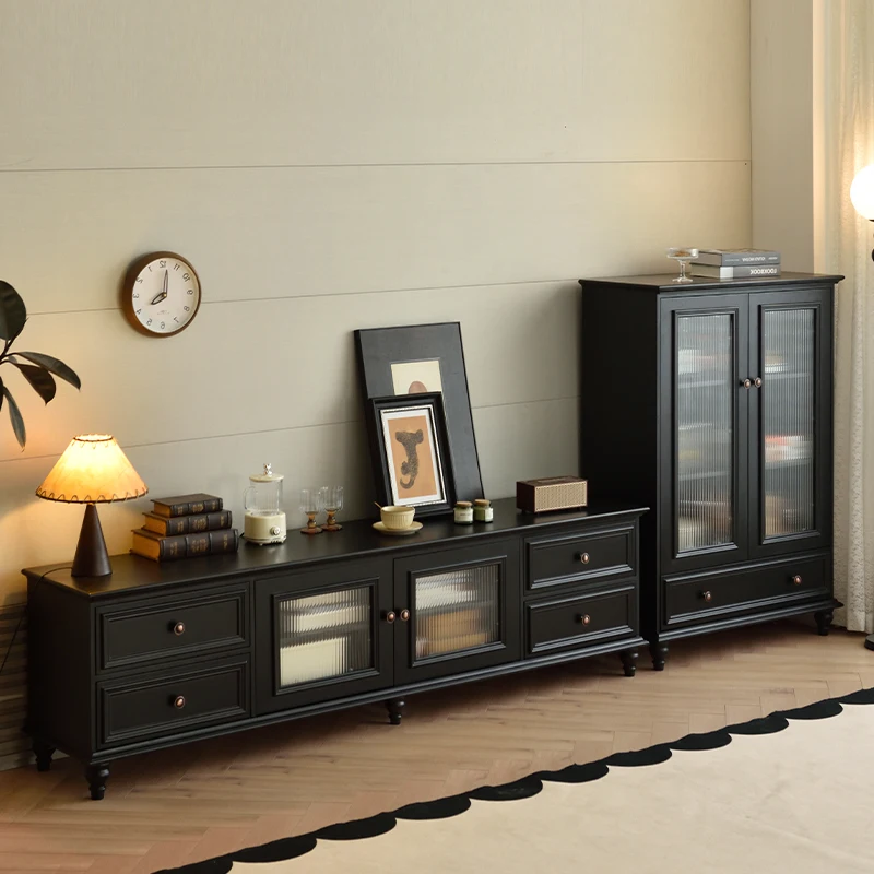 عمودي خمر حامل تلفاز عادي أدراج عالمية خشبية الحد الأدنى حامل تلفاز أسود الشمال مصمم Fernsehen Tisch الأثاث #3