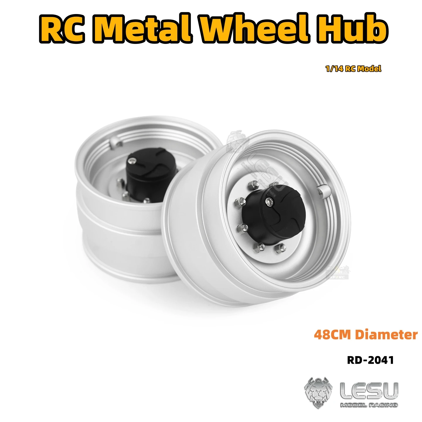 โลหะล้อ Hub 48 ซม.เส้นผ่านศูนย์กลาง RD-2041 อัพเกรดสําหรับ 1/14 Tamiya RC SCANIA Man Lesu WA100 loader รีโมทคอนโทรลอะไหล่ของเล่น