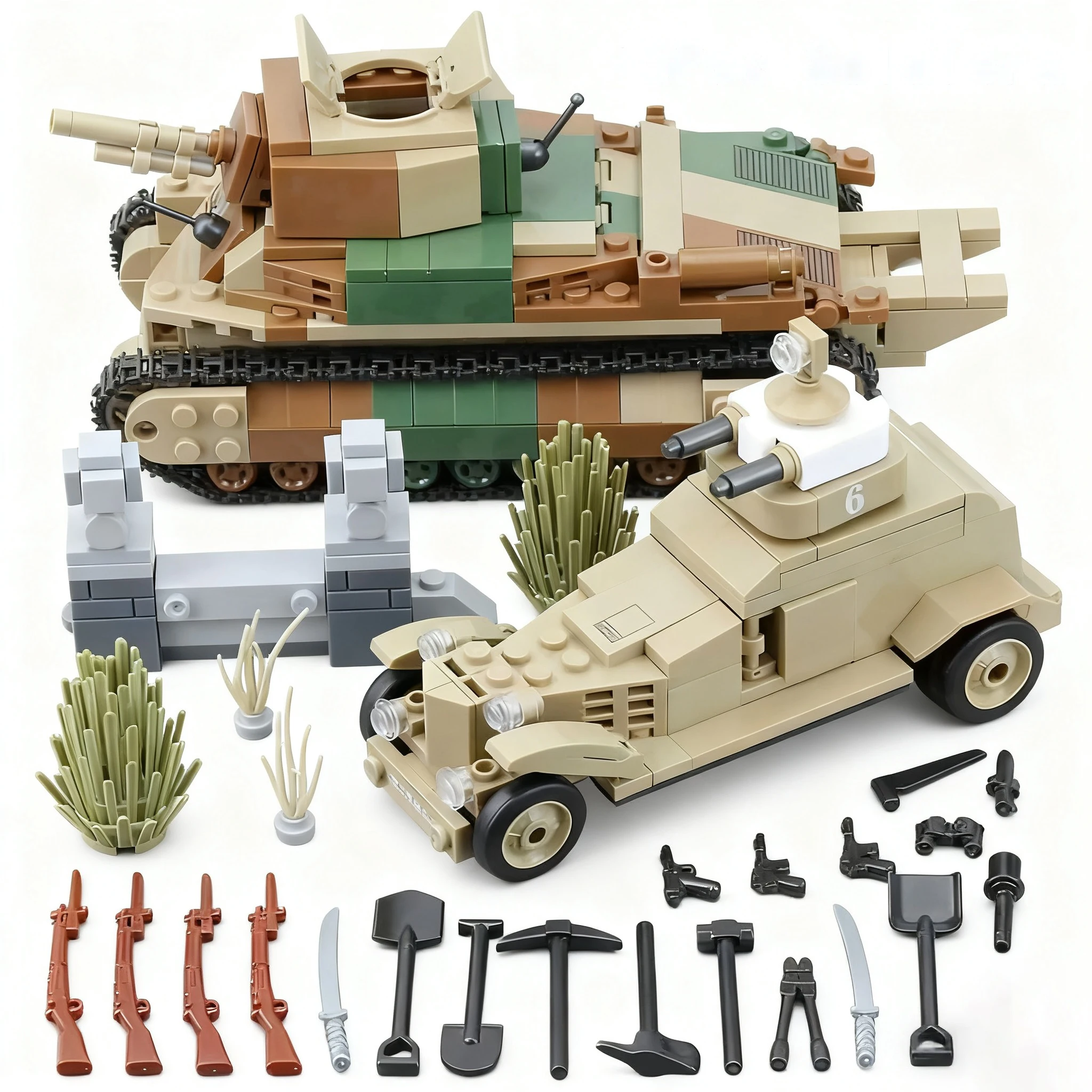 

Military Building Blocks Weapons WWII Japanese Army Soldier Armored Vehicle Tank Cannon Truck Action Figure Model Bricks Toys