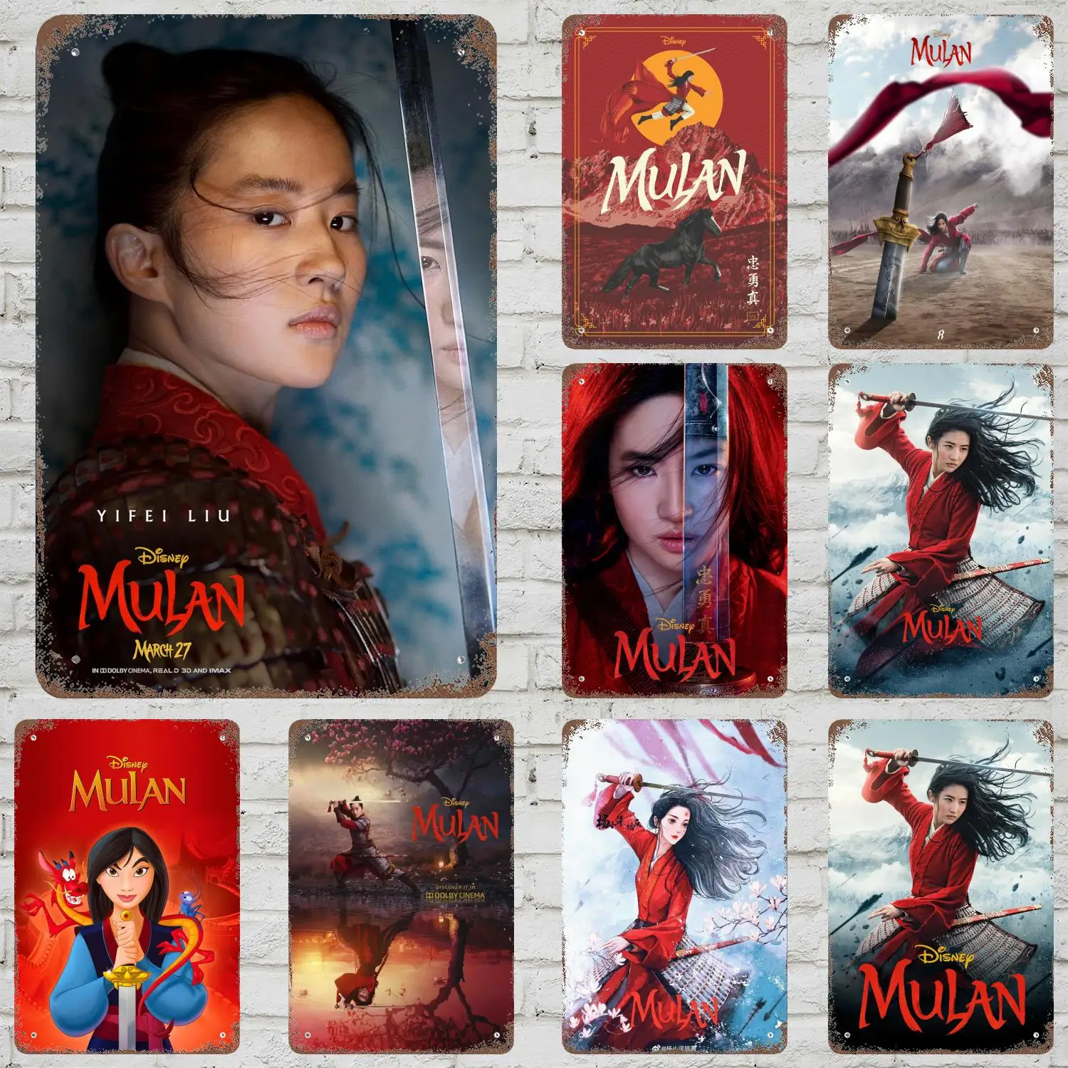 

MINISO Mulan II Classic Poster Rusty Metal Plaque Retro Decorative Plate Bar Man Cave Garage Club Metal Sign Wall Decoration
