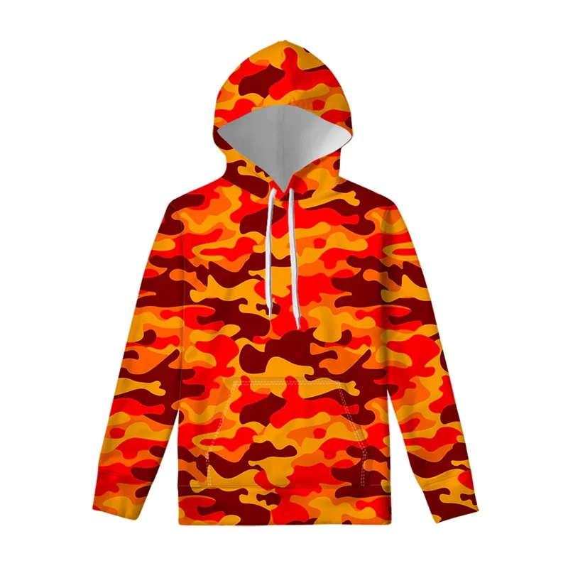 Fluorescent Color Camouflage Print Hoodie For Men Street Men Clothing Camouflage Hooded Pullover Women Sweatshirts Sportwear