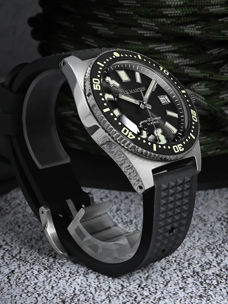 San Martin nový 62mas diver hodinky 40mm NH35 automatický mechanická hodinky pro muži plný světelný vodotěsný 200m guma řemen SN0007