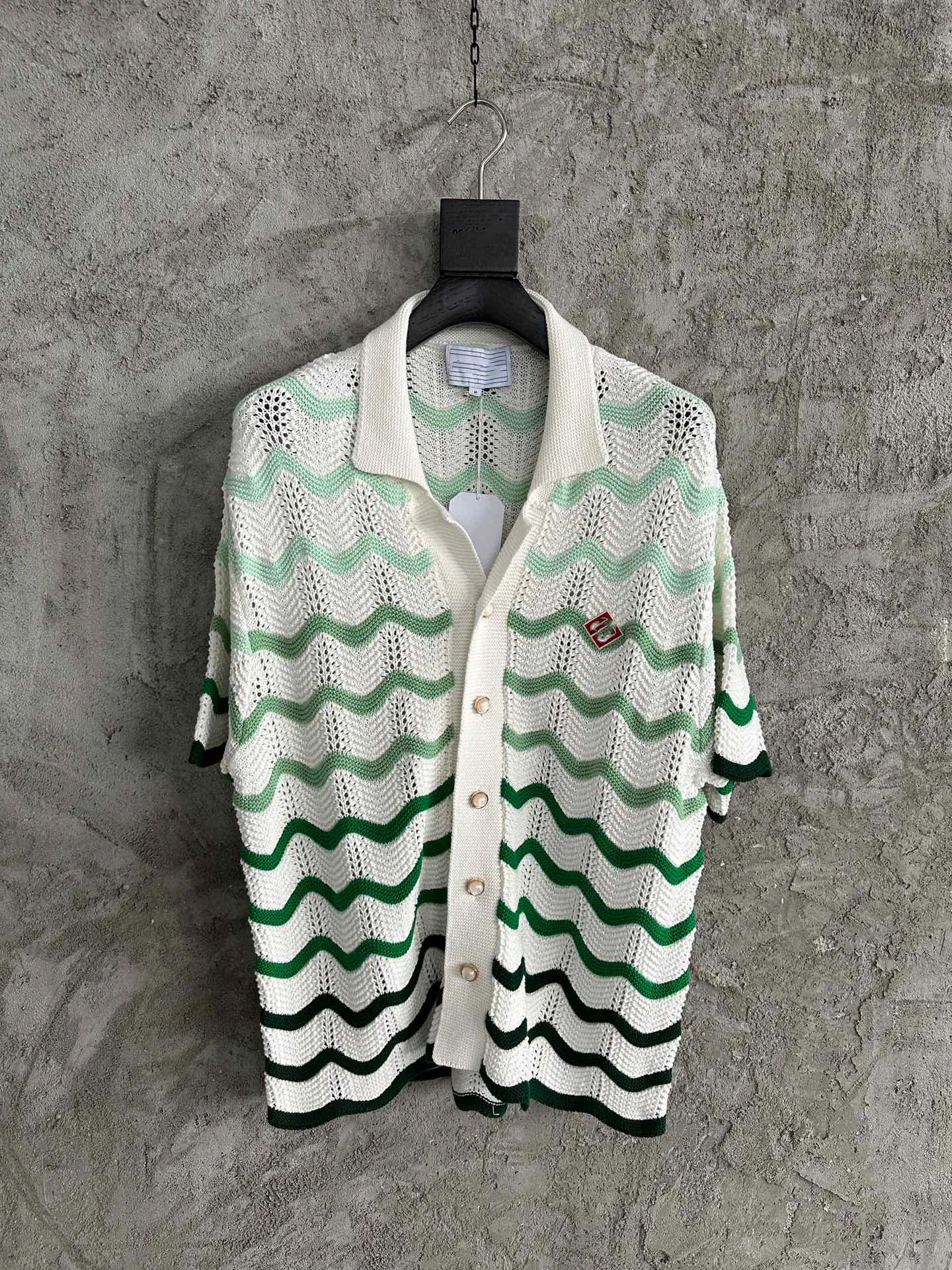 

CA 2023SS wavy silk short-sleeved shirt Silk short sleeve Gradient pattern silk shirt men