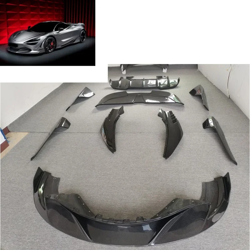 Ry Style Carbon Fiber Body Kit Front Rear Bumpers Side Skirts Rear Spoiler Leaf Plates Stylish Auto Parts for McLaren 720s