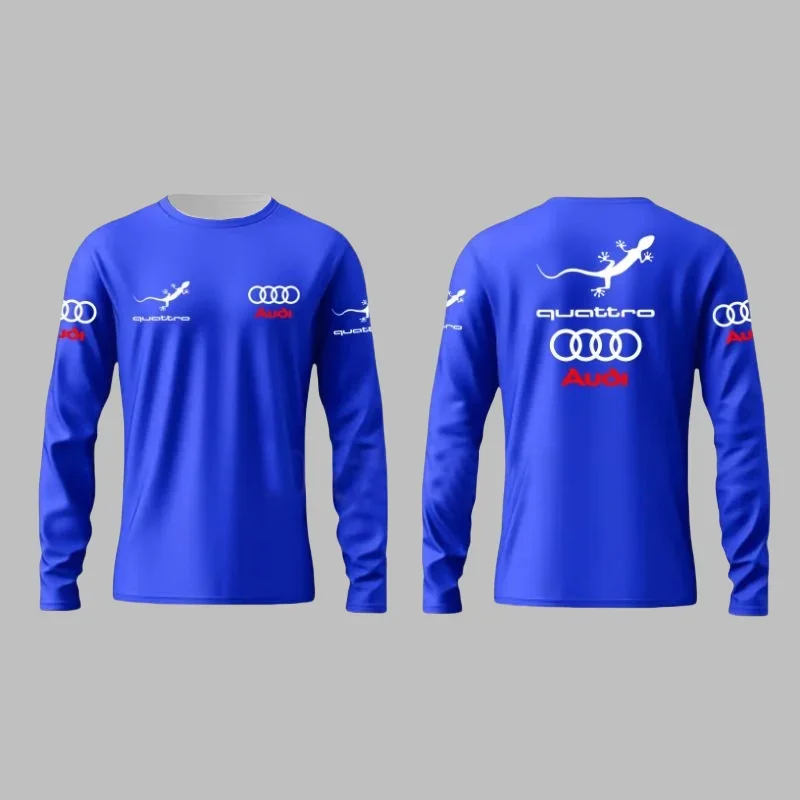 Spring and Autumn Fashion Audi Racing Competition Printed Men's Adult Long Sleeve Daily Leisure