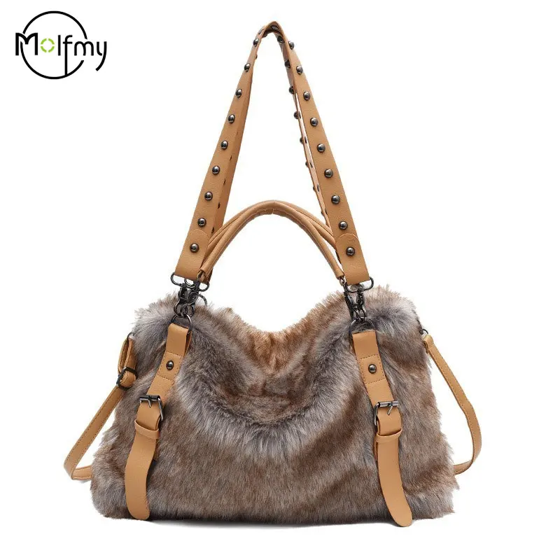 

Женская сумка из искусственного меха, модная большая сумка, зима 2024, высококачественная роскошная женская дизайнерская сумка, женская сумка-мессенджер Bolsos Mujer Sac