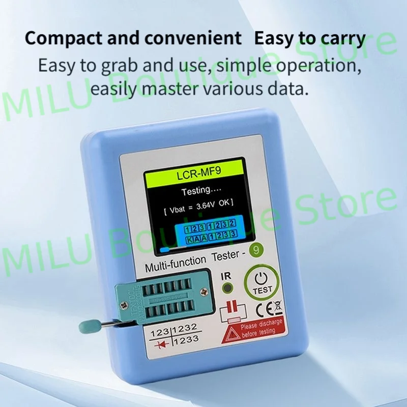 MF9 TFT 1.8-inch color screen high-precision multi-function transistor tester high battery life rechargeable automatic shutdown