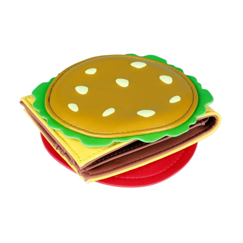 Fashion Cute Burger Shaped ID Card Bag Multifunctional Portable Wallet Money Bag PU Leather Credit Card Holoder Women Men