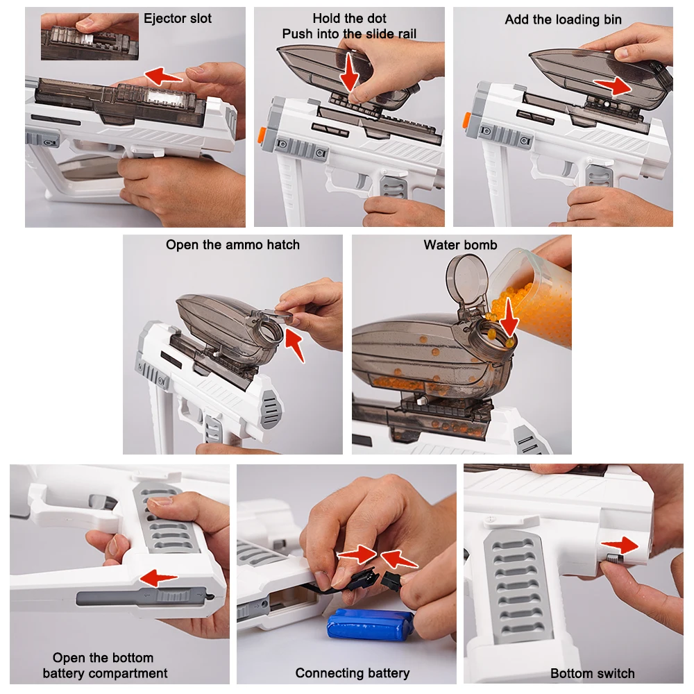 Starship pistola elettrica giocattolo per bambini adulti, automatico ad alta velocità, ricaricabile, include occhiali, giochi all'aperto CS, natale di compleanno