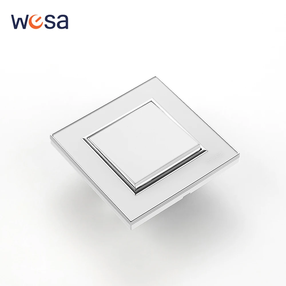 White 1 Gang 1 Way Button Light Switch 250V On/Off Flame Retardant Wall Rocker Switch Classic EU Standard 16A AC Acrylic Panel